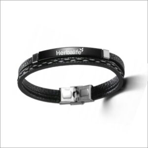 Bransoleta czarna skórzana z logo Herbalife